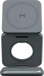 Беспроводное зарядное устройство Magssory Fold Pro WCH063 Midnight WCH063m 3 в 1, 23 Вт, зарядка 3-х устройств одновременно, поддержка Qi, Qi2, PD, QC, совместимость с MagSafe, магнитное крепление, регулируемый угол наклона с фиксацией устройства
