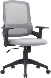 Кресло Cactus CS-MC313-BKGY, сетка/ткань, до 100кг, топ-ган, регулируемые 1D подлокотники,  серый