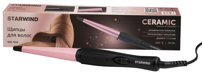 Щипцы для завивки StarWind SHS 7035,  черный и фиолетовый