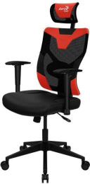 Кресло игровое Aerocool Guardian, экокожа/сетка, до 150кг, мультиблок, регулируемые 2D подлокотники, черный/красный