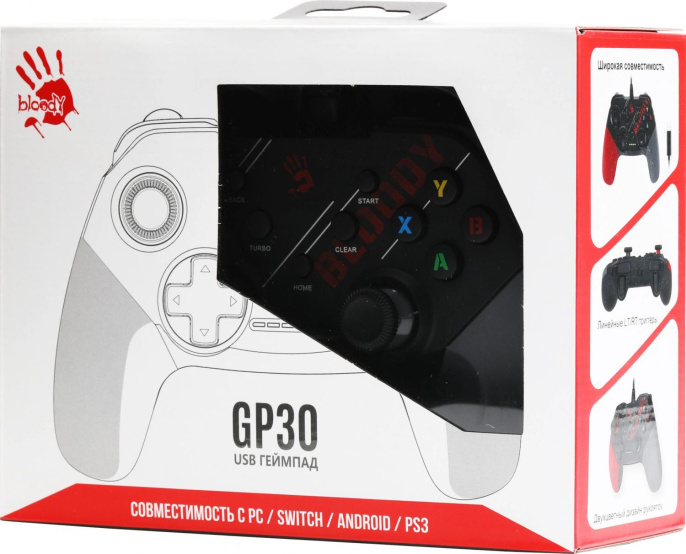 Геймпад A4Tech Bloody GP30 Sports черный/красный USB виброотдача обратная связь GP30 SPORTS RED