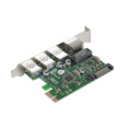 Контроллер сетевой ExeGate EXE-361 (PCI-E x1 v2.0, LAN UTP 1000Mbps + 3*USB3.0 ext., разъем доп.питания, Chipset VL805 + RTL8153B) EX283714RUS