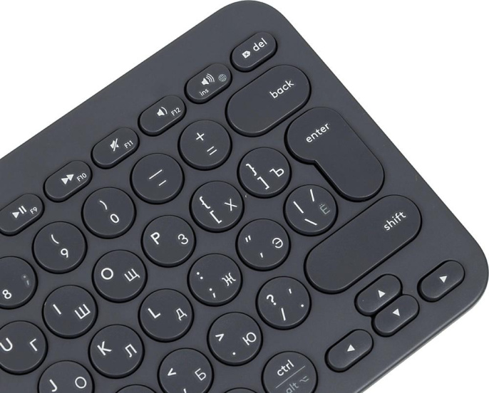 Клавиатура беспроводная Logitech K380 (DARK GREY, Multi-Device, Bluetooth Classic (3.0), 2 батарейки типа ААА)