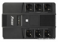 Источник бесперебойного питания Powerman Brick 600 12V/7Ah, 600ВА, 360Вт, 50 ± 10, 6 розеток Shuko 3 розетки ИБП + 3 розетки сетевого фильтра , уровень шума: 40 дБ