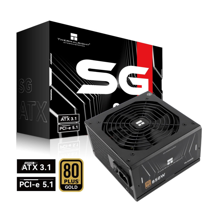 Блок питания 850W/ Power Supply Thermalright, 850W 80+ Gold ATX, 3.1, PCIe 5.1, Full modular, 1x24 20+4 pin 600mm, 2xCPU 8 4+4 pin 650mm, 2xPCIe*2 8 6+2 pin 650+150mm, 1x12VHPWR PCIe 5.1 12+4pin 600mm, 2xSATA*4 450+150+150+150mm, 1xMOLEX4pin*3 500+150+15 