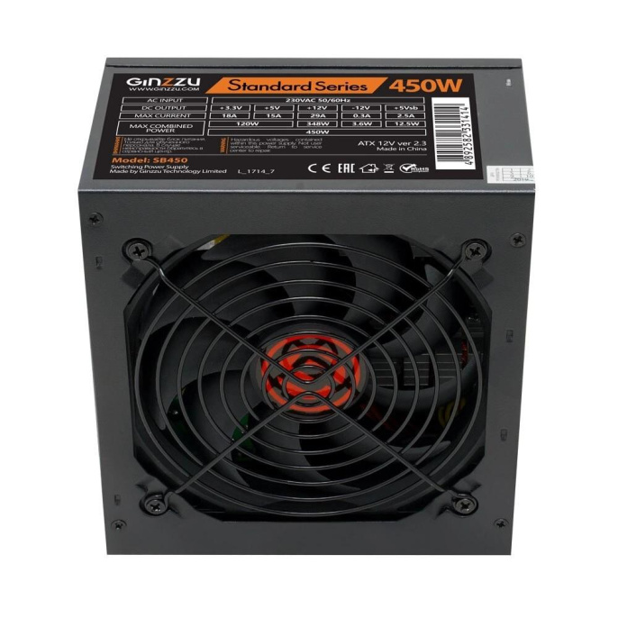 БП Ginzzu 450W SB450 КПД 75%, 1x120 мм, 12V 29А 