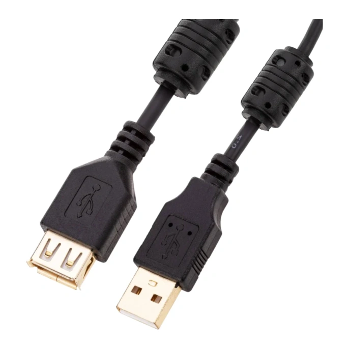 Профессиональный кабель-удлинитель 5bites EXPRESS USB 2.0 AM-AF, ферритовые кольца, 1.8м UC5011-018A