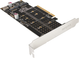 Переходник ExeGate EXE-597E2 (2 x M.2 M key -> PCI-E x8 v3.0, для установки двух SSD M.2 2230/2242/2260/2280/22110 M key NGFF в слот PCI-E, материнская плата должна быть c функцией Bifurcation PCI-E) EX298298RUS