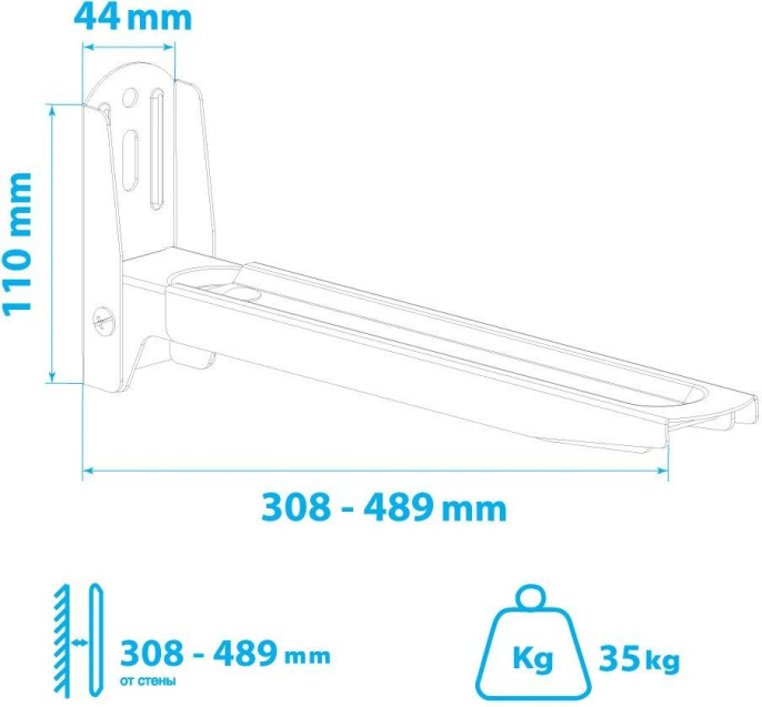 Кронштейн для СВЧ Kromax Micro-6W белый макс.35кг настенный фиксированный 26031