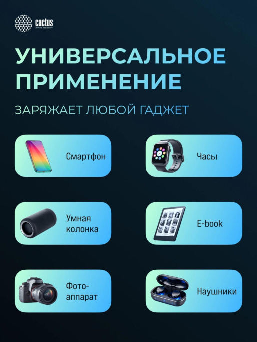 Внешний аккумулятор (Power Bank) Cactus CS-PBFSPA-10000,  10000мAч,  белый