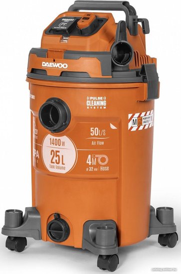 Строительный пылесос Daewoo DAVC 2500SD 1400Вт (уборка: сухая/влажная/выдув/сбор воды) оранжевый
