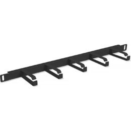 Cabeus JB08-0,5U-BK Кабельный органайзер горизонтальный 19" 0.5U, 5 колец, металлический, цвет черный (RAL9004)