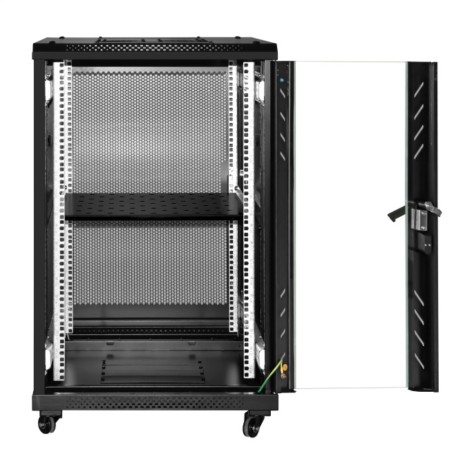 Шкаф телекоммуникационный 19" напольный 18U ExeGate EC-FS-18U.600.800.G.BLACK 19”, 18U, 600x800x987mm ШхГхВ , передняя дверь закаленное стекло, задняя перфорированная дверь, EX300402RUS