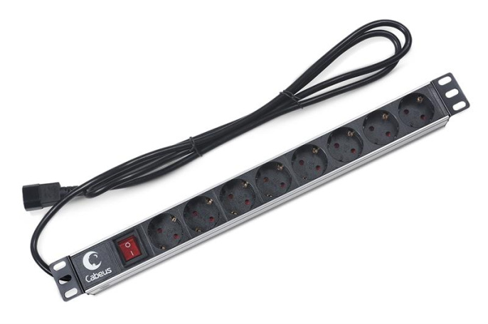 Блок розеток для 19" шкафов, горизонтальный, 8 розеток, 10A Cabeus PDU-8P-2IEC выключатель, шнур 2 м, вилка IEC 320 C14