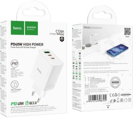 Сетевое зар./устр. Hoco C126A Pure power PD40W three-port 2C1A charger EU 40W 3A PD+QC универсальное белый (28547227)
