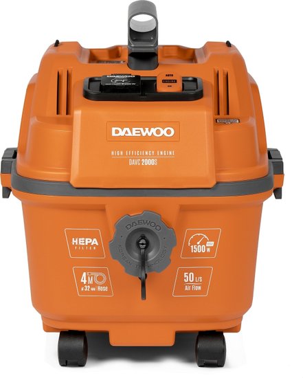 Строительный пылесос Daewoo DAVC 2000S 1500Вт (уборка: сухая/влажная/выдув/сбор воды) оранжевый
