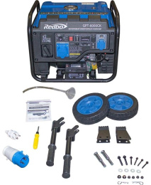 Бензиновый генератор REDBO GPT-6000CK, 220 В, 5.5кВт, на колёсах с АКБ [39793]