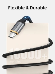 Кабель CABLETIME CA50H (CT-AMCM5A-AG1) 1 м, 5A USB A до USB C, нейлоновый, черный