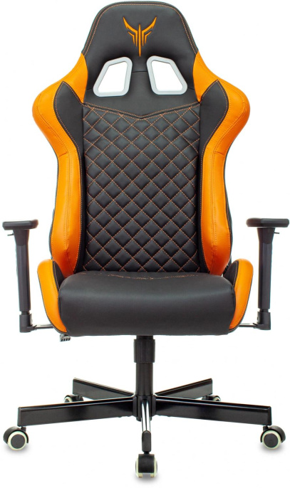 Кресло игровое Knight Armor черный/оранжевый ромбик экокожа с подголов. крестов. металл