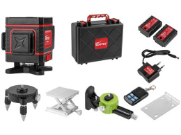 Нивелир лазерный WORTEX LL 0330-1 в чем. + аксессуары 3х360°, до 25 м, +/- 0.3 мм/м, зеленый 0323144