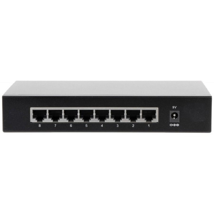 DAHUA DH-PFS3008-8GT 8-портовый гигабитный неуправляемый коммутатор, 8xRJ45 1Gb, коммутация 16 Гбит/с, MAC-таблица 2К