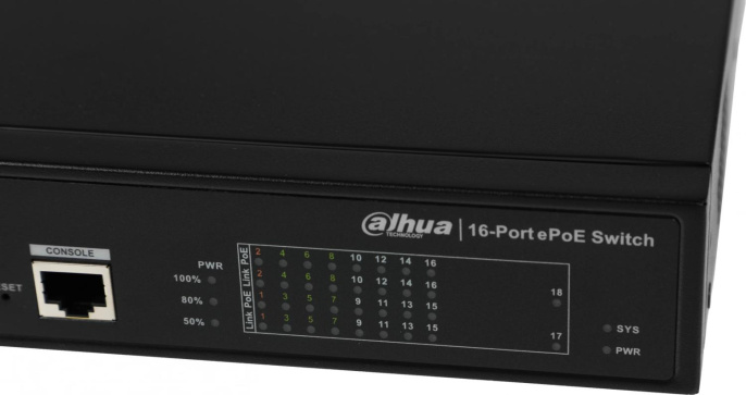 Коммутатор Dahua DH-LR2218-16ET-240, управляемый