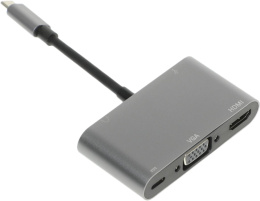 Хаб разветвитель PALMEXX серебристый [px/hub usbc-hdmi-vga-usbc]