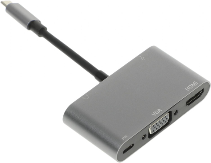 Хаб разветвитель PALMEXX серебристый [px/hub usbc-hdmi-vga-usbc]