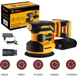 Шлифмашина эксцентриковая аккумуляторная DEKO DKCG-125, 20В, 1x2.0Ач 084-1041