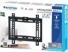 Кронштейн для телевизора Kromax IDEAL-5, 15-47", настенный, фиксированный,  белый [26021]