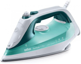 Утюг Braun SI7042GR, с паровым ударом, 2400Вт, белый и бирюзовый