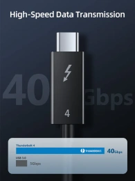 Кабель CABLETIME CT40M (CT-C160-U31-TB4-BB2.5) 2.5 м THUNDERBOLT 4 8K/40G/100W черный