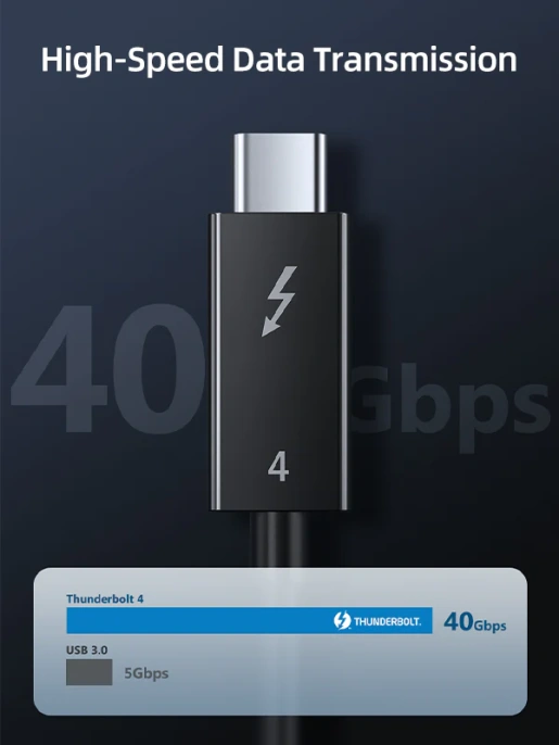 Кабель CABLETIME CT40M (CT-C160-U31-TB4-BB2.5) 2.5 м THUNDERBOLT 4 8K/40G/100W черный