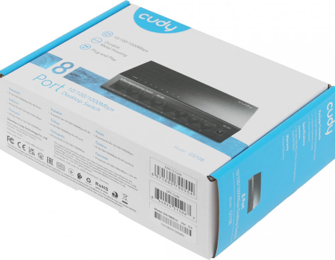 Коммутатор CUDY GS108, неуправляемый
