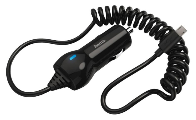 Автомобильное зарядное устройство HAMA H-183248,  microUSB, 12Вт, 2.4A, черный [00183248]