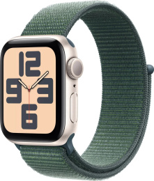 Смарт-часы Apple Watch SE GPS 40mm Starlight Al Сase Green Sport Loop A2722 MXEH3LL/A поддержка iOS, экран OLED, шагомер, пульсометр, время работы: 18 часов, корпус: алюминий, браслет: нейлон, 130-200мм