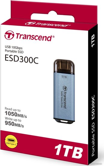Внешний диск SSD Transcend ESD300 TS512GESD300C, 512ГБ, голубой
