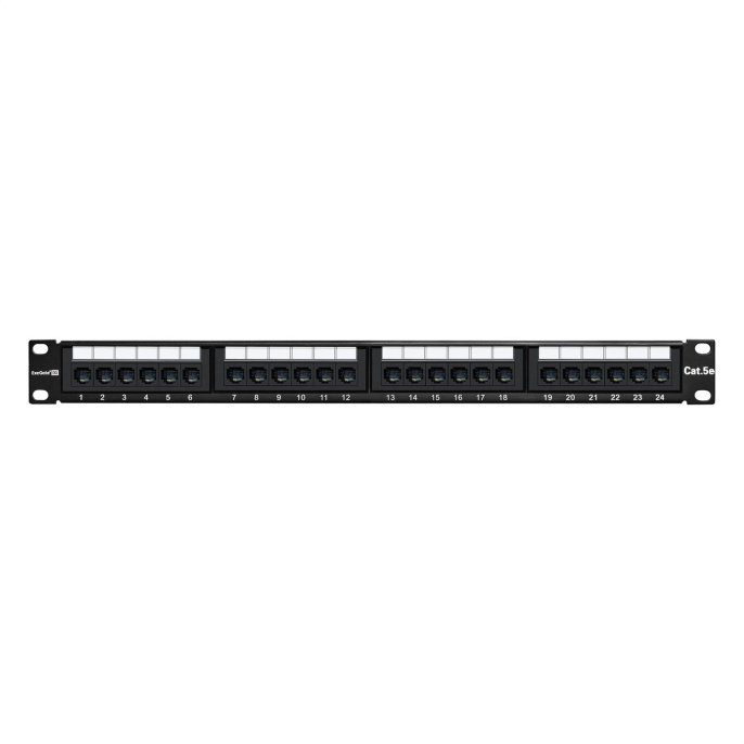 Патч-панель ExeGate EPP3-19-24-8P8C-C5e-110D (19", UTP, 24 port, cat.5e, KRONE&110(dual IDC), 1U, RoHS, Black, RTL) EX256752RUS
