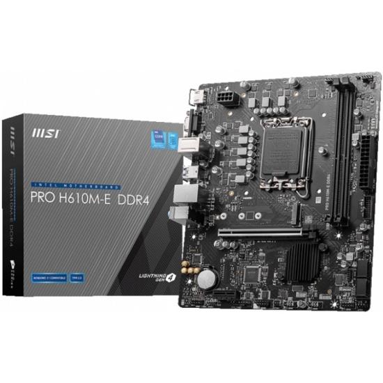 Материнская плата MSI PRO H610M-E DDR4, Socket LGA 1700, Intel H610, mATX, Ret