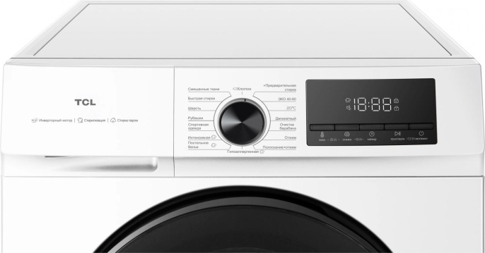 Стиральная машина узкая TCL TWOF-106W12W1, с фронтальной загрузкой, 6кг, 1200об/мин, с паром, инверторная