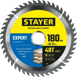 Диск пильный по дереву STAYER Expert 180x30/20 мм, 48Т 3682-180-30-48_z01