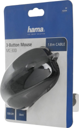 Мышь проводная HAMA MC-300, оптическая, USB, 1200dpi, черный [00182606]