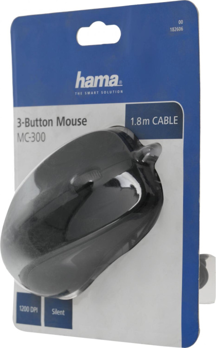 Мышь проводная HAMA MC-300, оптическая, USB, 1200dpi, черный [00182606]