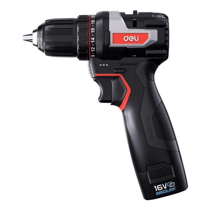 Дрель-шуруповерт аккумуляторная Deli DC120 2 АКБ*2Ач+ЗУ, 20В, 45Нм, сумка DE-DZ16-1D2