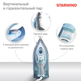 Утюг StarWind SIR2650,  2600Вт,  голубой и белый