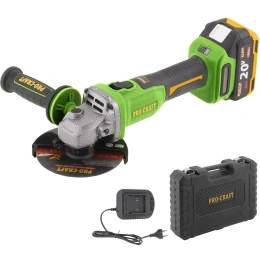 Углошлифовальная машина PROCRAFT аккумуляторная 20В 125мм 3500/6000/8000 об/мин АКБ 4АЧ+ЗУ PWA220