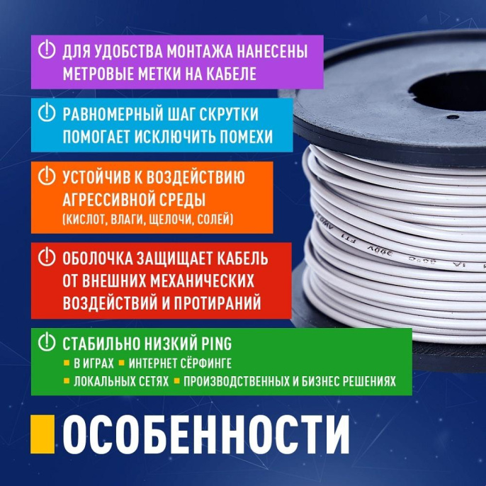 Кабель NEOMAX [NM710011-100М-РТ] U/UTP cat.5e 4x2x0.52, 24 AWG, Медь, внутренний, ZH нг А -HF LSZH , 100м, оранжевый