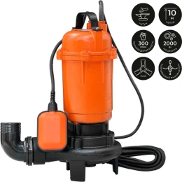 Насос дренажно-фекальный SKIPER WQ10-2 (с измельчителем, 2000 Вт, 18 м3/ч, напор до 10 м, попл. выкл.) 00-00010871