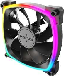Вентилятор MONTECH RX120 Reverse, 120мм, 4-pin, 1600об/мин, 27 дБ, ARGB, черный, Ret [rx120 pwm black]