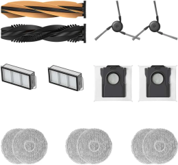 Компоненты Dreame Accessories Kit RAK64 совместимость: Dreame Robot Vacuum X50 Ultra series,X50 Master,L50 Ultra,L50 Pro Ultra,L40s Ultra,L40s Pro Ultra. TroboWave™ Detangling DuoBrush*1 set+Side Brush*2+Dust Box Filter*2+ Dust Collection Bag*2+mop clo